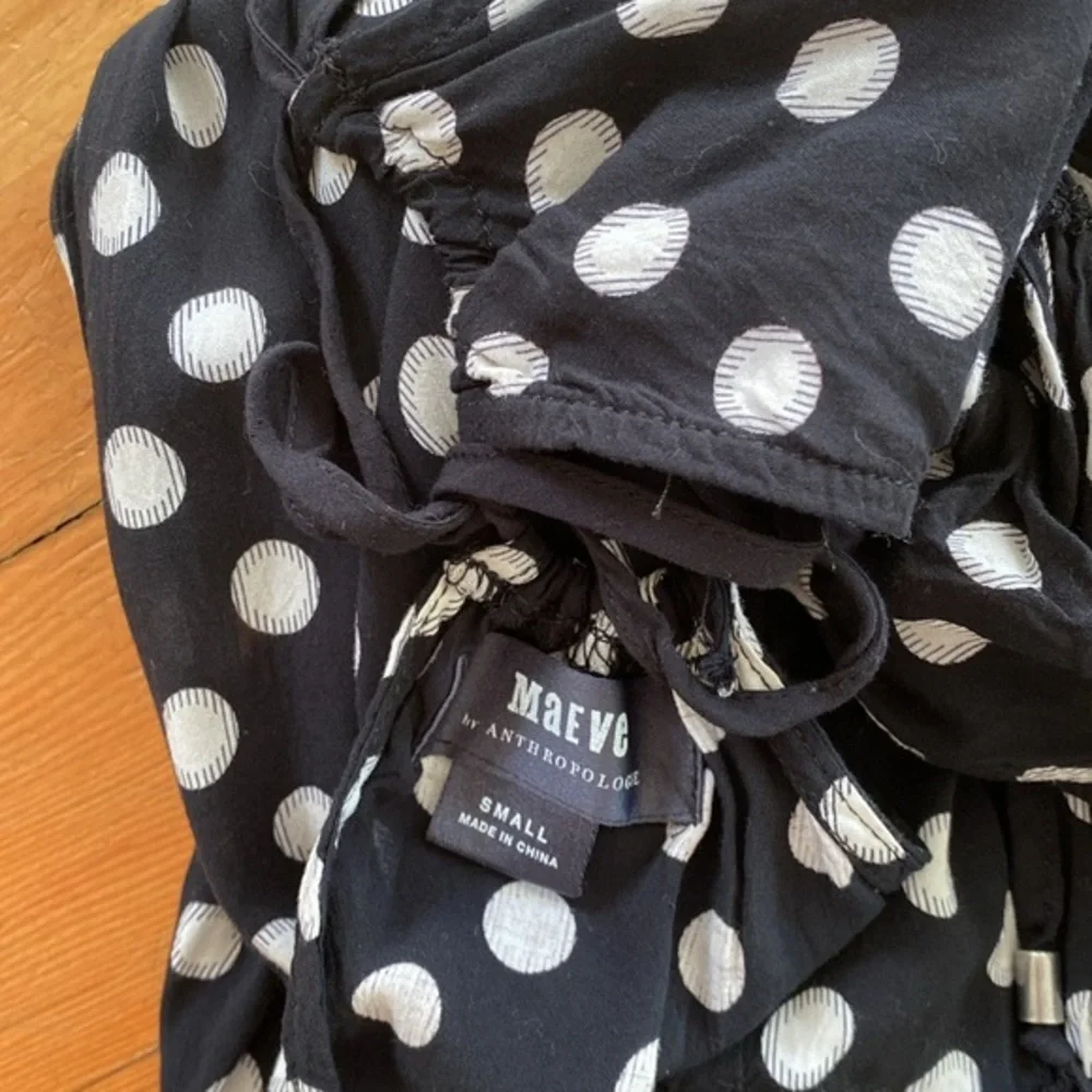 Maeve Chic Black and‎ White Polka Dot Dress Small